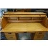Image 4 : MAPLE ROLLTOP DESK, 6 DRAWER