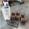 Image 1 : Three decorative metal and woven baskets magazine rack and bin