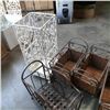 Image 2 : Three decorative metal and woven baskets magazine rack and bin