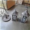 Image 1 : Two decorative metal lanterns and hanging bird feeder