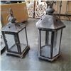 Image 2 : Two decorative metal lanterns and hanging bird feeder