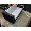 Image 2 : BRAND NEW UV/ WATER PROTECTED RATTAN LOVE SEAT W/ LIGHT GREY CUSHIONS - RETAIL $599