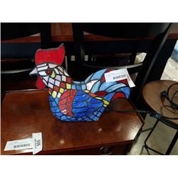 LEADED GLASS ROOSTER LAMP