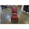 Image 1 : VINTAGE CARVED WOOD CHAIR WITH LEATHER SEAT