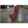 Image 2 : VINTAGE CARVED WOOD CHAIR WITH LEATHER SEAT