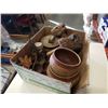 Image 1 : POTTERY BOWLS, WOOD CARVINGS, CAST IRON PAN