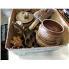 Image 3 : POTTERY BOWLS, WOOD CARVINGS, CAST IRON PAN