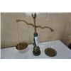 Image 2 : STONE AND METAL SCALE, 2 CANDELABRAS AND 2 CANDLESTICKS