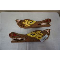 2 FIRST NATIONS CARVINGS BY LAWRENCE DINGWALL, POWELL RIVER BC