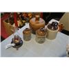 Image 1 : 3 CROCK JUGS, WOOD TURNED BOWL AND SMALL OIL LAMP