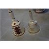 Image 2 : CHINA BELLS, SIGNED VASES AND PITCHER AND DEPRESSION GLASS CREAM AND SUGAR