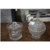 Image 1 : CRYSTAL LIDDED BISCUIT BARREL AND LIDDED CANDY DISH
