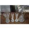 Image 1 : 3 CRYSTAL VASES AND CRYSTAL DECANTER