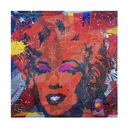 Jozza, "Marilyn" Hand Signed Original Mixed Media on Canvas with COA.