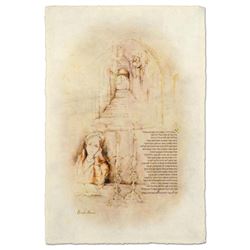 Brachi Horen, "Eshet Chail" Hand-Embellished Mixed Media with Goldleaf, Hand Signed with Certificate