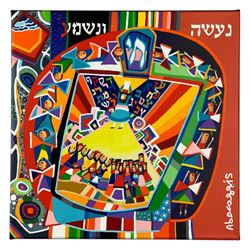 Raphael Abecassis Unique Mixed Media on Canvas; Hand Signed and with Certificate of Authenticity.