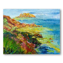 Elliot Fallas, "Coastal Splendor" Original Oil Painting on Canvas, Hand Signed with Letter of Authen