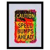Image 1 : E.M. Zax, "Caution - Speed Bumps" Framed Original Hand Painted Metal Street Sign, Hand Signed with L