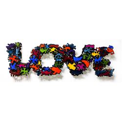 Patricia Govezensky- Original Painting on Laser Cut Steel "Love Birds XX"