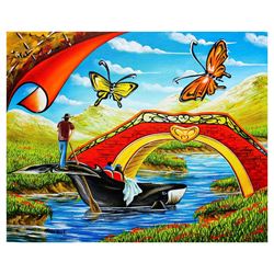 Eugene Poliarush- Original Oil on Canvas "Riding on a Shark"