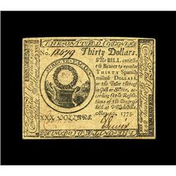 Continental Currency May 10, 1775 $30 Very Choice New. 