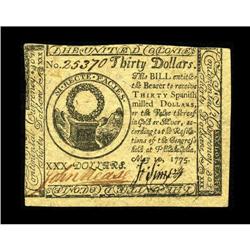 Continental Currency May 10, 1775 $30 Choice New. A Gem 