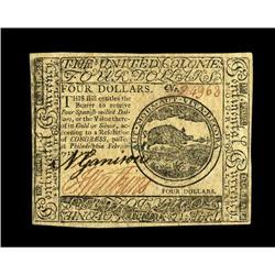 Continental Currency February 17, 1776 $4 Very Choice N 