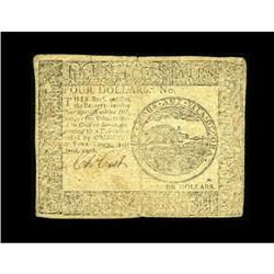 Continental Currency April 11, 1778 $4 Fine. This $4 is 
