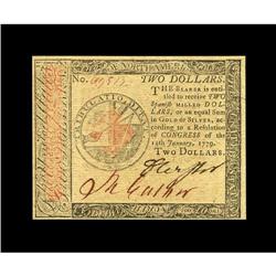 Continental Currency January 14, 1779 $2 Very Choice Ne 