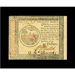 Continental Currency January 14, 1779 $35 Choice New. F 