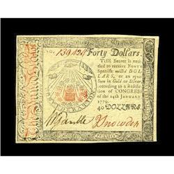 Continental Currency January 14, 1779 $40 Choice New. N 
