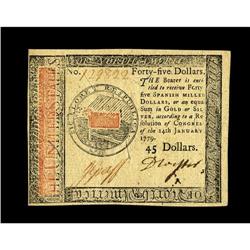 Continental Currency January 14, 1779 $45 Choice About 