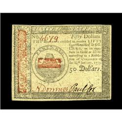 Continental Currency January 14, 1779 $50 Very Choice N 