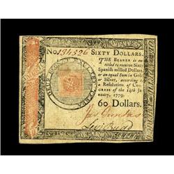Continental Currency January 14, 1779 $60 Very Fine-Ext 
