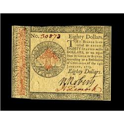 Continental Currency January 14, 1779 $80 Choice About 