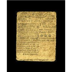 Delaware Mar 1, 1758 20s Fine. Last sold by CAA in 2002 