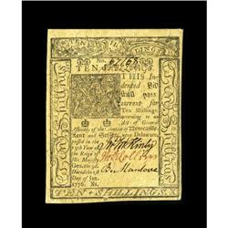Delaware January 1, 1776 10s Choice New. A lovely examp 