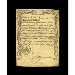 Massachusetts August 18, 1775 20s Very Fine-Extremely F 