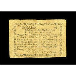 Massachusetts June 18, 1776 1s/8d Fine-Very Fine. 
