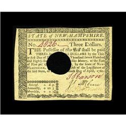 New Hampshire April 29, 1780 $3 Choice About New. There 