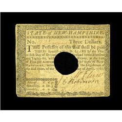 New Hampshire April 29, 1780 $3 Very Fine. This New Ham 