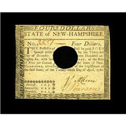 New Hampshire April 29, 1780 $4 About New. A lightly ci 
