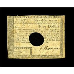 New Hampshire April 29, 1780 $5 Fine-Very Fine. A moder 