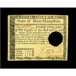 New Hampshire April 29, 1780 $8 Very Fine-Extremely Fin 