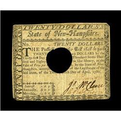 New Hampshire April 29, 1780 $20 Extremely Fine. This p 