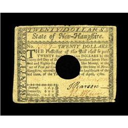 New Hampshire April 29, 1780 $20 Very Fine. This is a v 