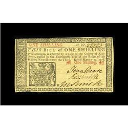New Jersey March 25, 1776 1s Choice New. Cut-in slightl 