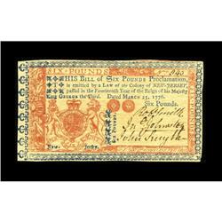 New Jersey March 25, 1776 L6 Choice New. A beautiful ex 