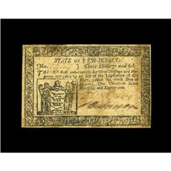 New Jersey January 9, 1781 3s/6d Very Fine. 