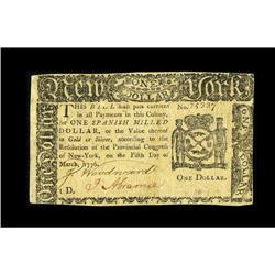 New York March 5, 1776 $1 Choice About New. It is reall 